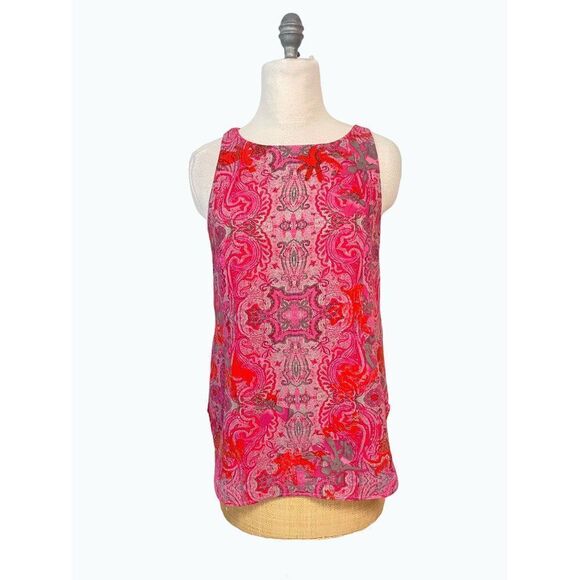 Cabi Jubilee Paisley Pink Green Top Small - Picture 2 of 6